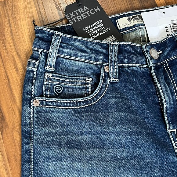 Rock & Roll Denim Midrise Bootcut Cowhide Pocket Women's Riding Jeans 26x34 NEW - Picture 4 of 10